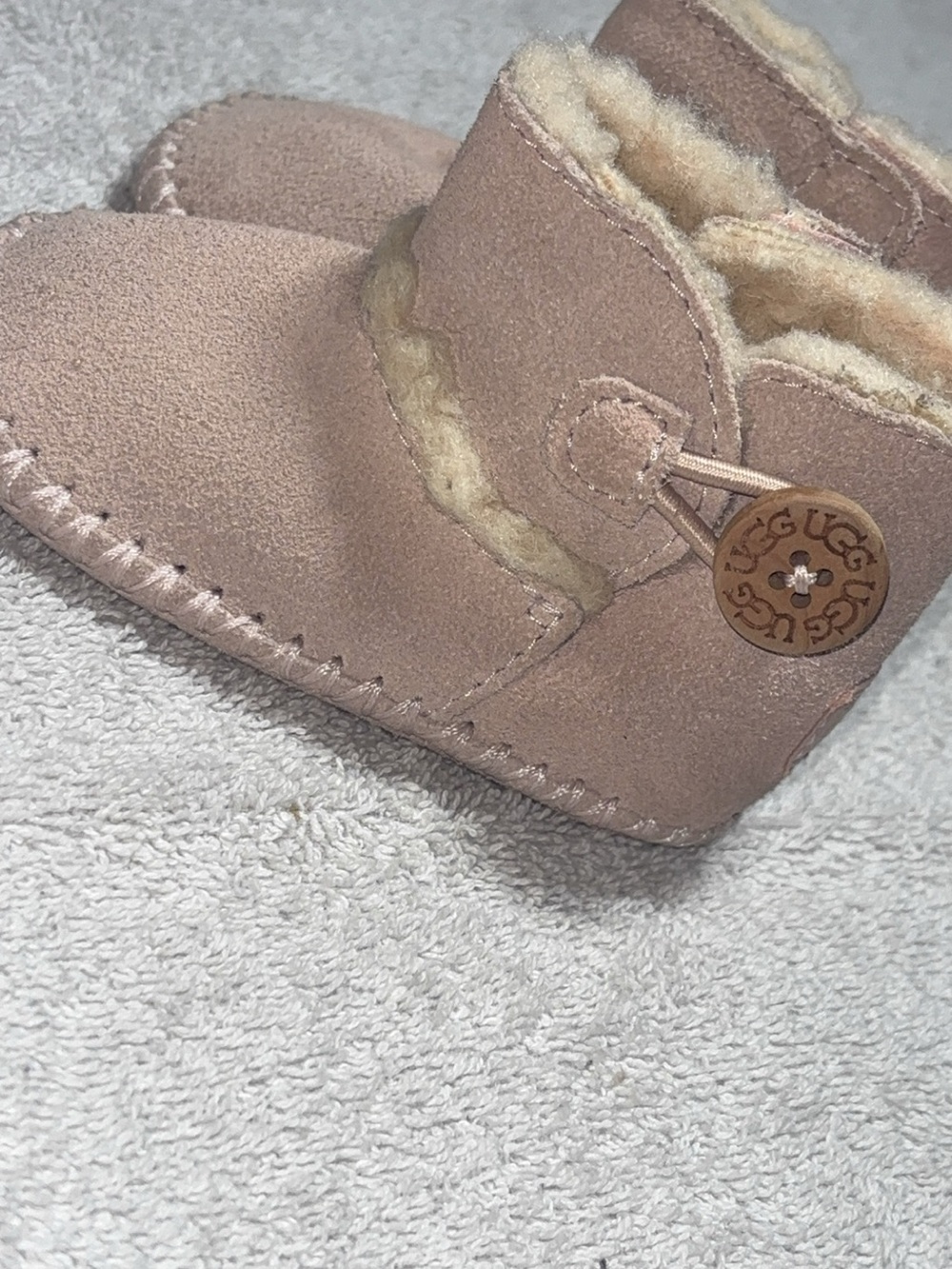 UGG Baby Blush Pink Suede Shearling Booties